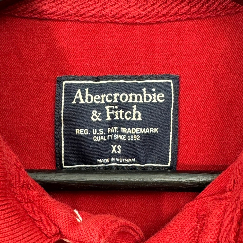 Abercrombie & Fitch Polo Shirt Mens XS Red Pique Short Sleeve Moose Logo Preppy - Picture 3 of 11